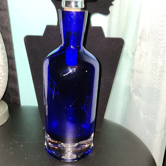 Other - Elegant Blue Glass Vodka Bottle